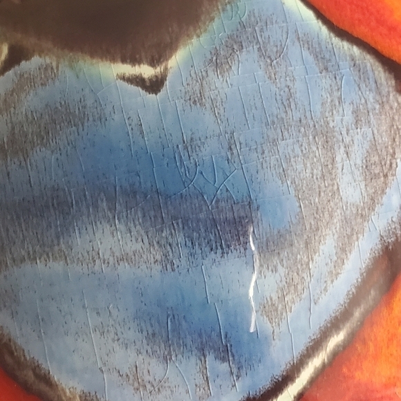 Mid Century Modern Poole Pottery Blue Red Lava Made In England Vase 7 1/2" - Picture 7 of 9